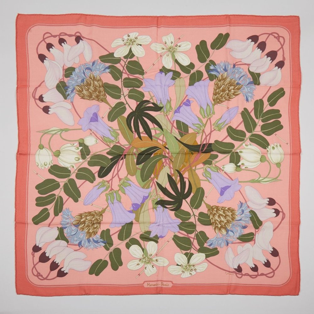 Hermes FLORA GRAECA HERMES CASHMERE SCARF BY NIKI GOULANDRIS 90 CM